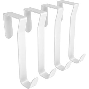 Over the Door Hooks, 4 Pack Door Hanger Curved Design Locks 1.46" Thick Door with Sponge Mat, Door Hooks Organizer for Bathroom, Living Room, Kitchen Hanging Clothes Towels, White in Saudi Arabia