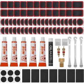 Zacro 91PCS Bike Tire Repair Kit, All-in-One Bicycle Tube Patch Kit with 40 Vulcanizing Patches & Valve Converter, Portable Bike Tool Kit for Mountain, Commuter & Road Bikes in Kuwait