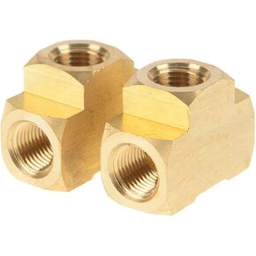 Lkq-Brass Adapter 2pcs 1/8" 1/4" 3/8" NPT Female Brass Barstock Pipe Fitting Brass Tee, Garden Hose Connector(1/8") in Kuwait