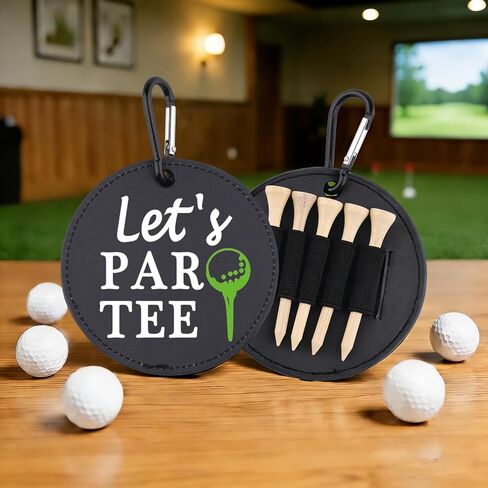 Let's Par Tee Leather Golf Tees Holder Funny Golf Tee Tag Birthday Gift for Mom Dad Grandpa in Kuwait