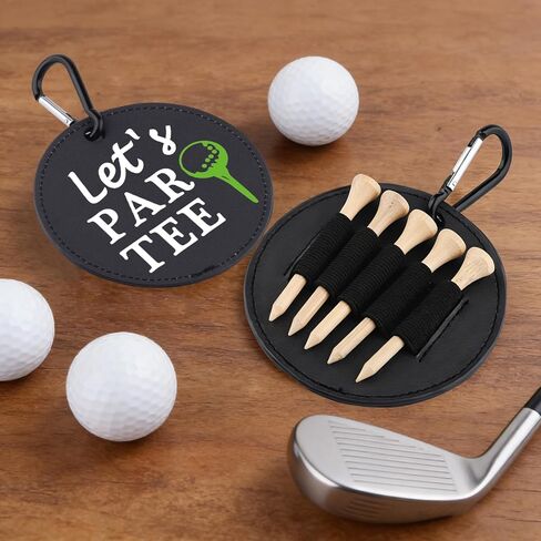 Let's Par Tee Leather Golf Tees Holder Funny Golf Tee Tag Birthday Gift for Mom Dad Grandpa in Kuwait