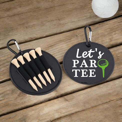 Let's Par Tee Leather Golf Tees Holder Funny Golf Tee Tag Birthday Gift for Mom Dad Grandpa in Kuwait
