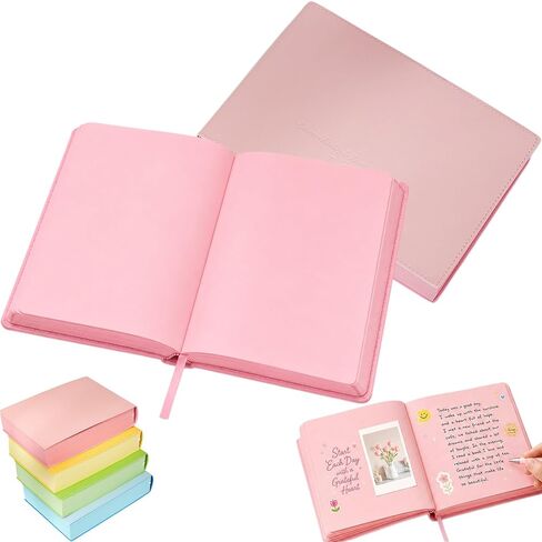 Lubunet Thickened Color Brick Notebook, A5 Hardcover Journal (Pink) | 720 Pages; Pu Leather Cover; Thick Paper; Ribbon Bookmark; For School, Office & Travel; Gift For Students & Writers in Kuwait