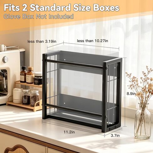 Magnetic Glove Holder, Wall Mount & Fridge Mount Metal Dispenser Holds 2 Boxes, Wall Mount Disposable Gloves & Tissue Dispenser for Garage, Workshop, Kitchen, Office and Toolbox in Kuwait