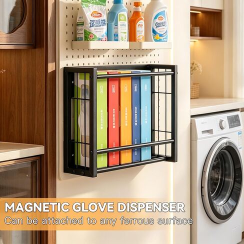 Magnetic Glove Holder, Wall Mount & Fridge Mount Metal Dispenser Holds 2 Boxes, Wall Mount Disposable Gloves & Tissue Dispenser for Garage, Workshop, Kitchen, Office and Toolbox in Kuwait