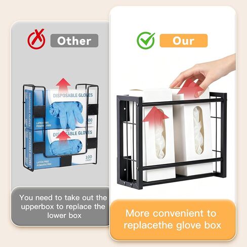 Magnetic Glove Holder, Wall Mount & Fridge Mount Metal Dispenser Holds 2 Boxes, Wall Mount Disposable Gloves & Tissue Dispenser for Garage, Workshop, Kitchen, Office and Toolbox in Kuwait