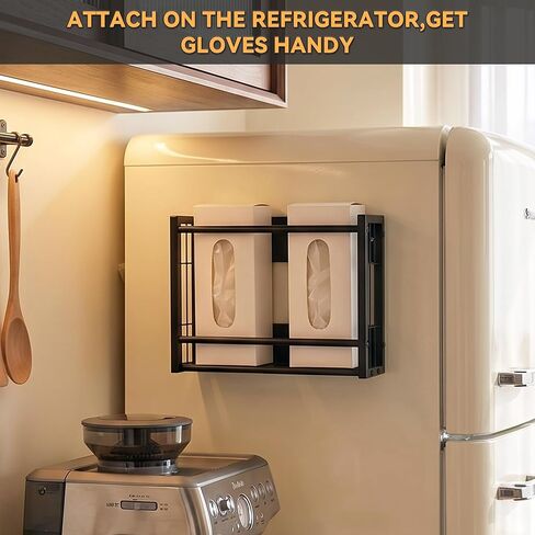 Magnetic Glove Holder, Wall Mount & Fridge Mount Metal Dispenser Holds 2 Boxes, Wall Mount Disposable Gloves & Tissue Dispenser for Garage, Workshop, Kitchen, Office and Toolbox in Kuwait