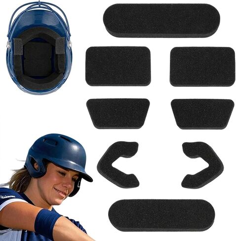 1 Set Batting Helmet Padding, Universal Helmet Padding Kit, 0.79 Inch Thickened Foam Replacement Pads for Batting Catchers Helmets, Sport Helmets Pad Replacement for Catchers Baseball Softball Players in Kuwait