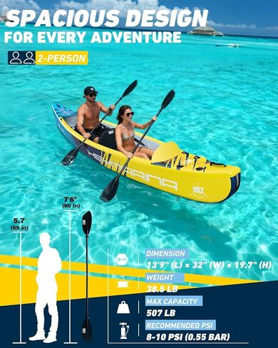 Inflatable Kayak Fishing Kayak for Adults Portable Touring Kayak Canoe with Wheeled Backpack, Seats, Pump and Paddles, Full Drop Stitch Construction in Saudi Arabia