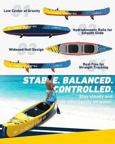 Inflatable Kayak Fishing Kayak for Adults Portable Touring Kayak Canoe with Wheeled Backpack, Seats, Pump and Paddles, Full Drop Stitch Construction in Saudi Arabia