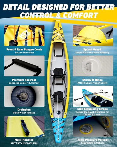 Inflatable Kayak Fishing Kayak for Adults Portable Touring Kayak Canoe with Wheeled Backpack, Seats, Pump and Paddles, Full Drop Stitch Construction in Saudi Arabia