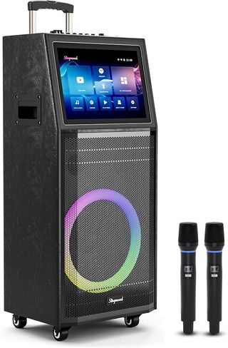 Karaoke Machine for Adults, with Lyrics Display, Smart Portable Big Bluetooth Speaker 2 Wireless Microphones, Professional Karaoke System 1000W Peak Power Big Bluetooth DJ Light in Kuwait