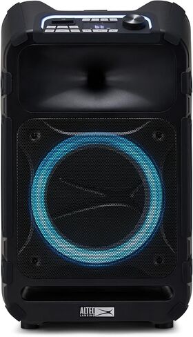 مكبر صوت محمول مقاوم للماء من Altec Lansing، Sonic Boom 180، قوة ذروة 180 وات، مصابيح LED متعددة الألوان، شحن لاسلكي Qi مدمج، راديو FM، مدخل Aux، اتصال قوي، مقبض عربة متين in Kuwait