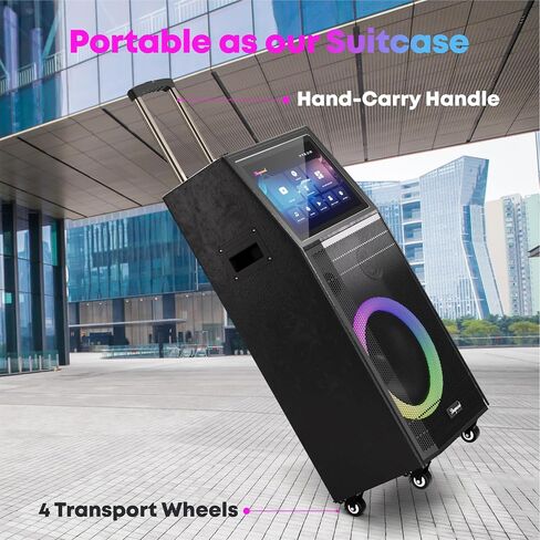 Karaoke Machine for Adults, with Lyrics Display, Smart Portable Big Bluetooth Speaker 2 Wireless Microphones, Professional Karaoke System 1000W Peak Power Big Bluetooth DJ Light in Kuwait