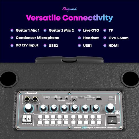 Karaoke Machine for Adults, with Lyrics Display, Smart Portable Big Bluetooth Speaker 2 Wireless Microphones, Professional Karaoke System 1000W Peak Power Big Bluetooth DJ Light in Kuwait