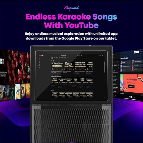 Karaoke Machine for Adults, with Lyrics Display, Smart Portable Big Bluetooth Speaker 2 Wireless Microphones, Professional Karaoke System 1000W Peak Power Big Bluetooth DJ Light in Kuwait