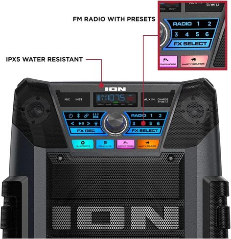 مكبر صوت حفلات بلوتوث محمول من Ion Audio Tailgater XL مع ميكروفون كاريوكي وراديو Fm (متجدد) in Kuwait