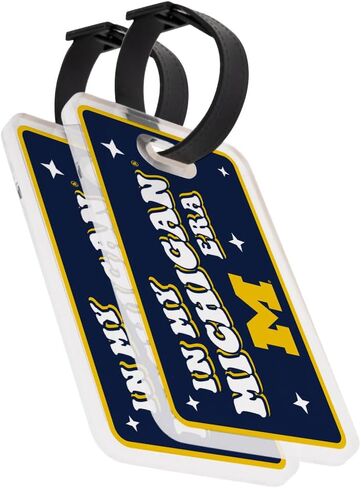 Desert Cactus University of Michigan Luggage Tag – Official UM Wolverines 2 Pack Travel ID Label for Suitcases, Bags, and Carry-Ons (2-Pack Acrylic Luggage Tag A) in Kuwait