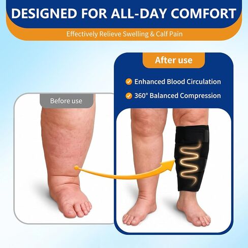 Calf Brace Compression Wrap, Adjustable Shin Splint Support for Men & Women, Lower Leg Calf Sleeve for Running, Walking, Hiking, Training, Comfortable Neoprene Calf Support in Saudi Arabia