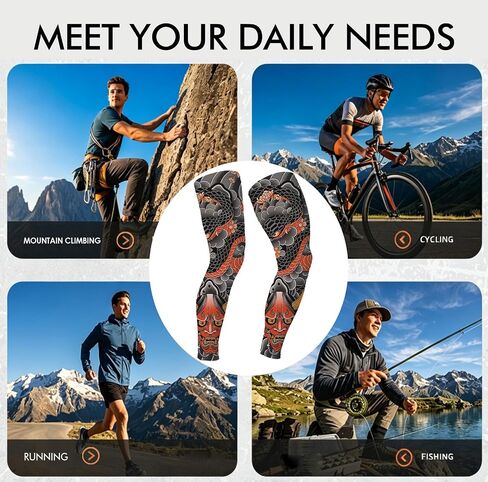 Sun Leg Sleeves for Cycling Ice Silk Tattoo Non Slip Breathable Quick Dry 1 Pair Summer Sports in Kuwait