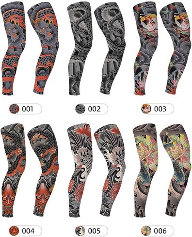 Sun Leg Sleeves for Cycling Ice Silk Tattoo Non Slip Breathable Quick Dry 1 Pair Summer Sports in Kuwait