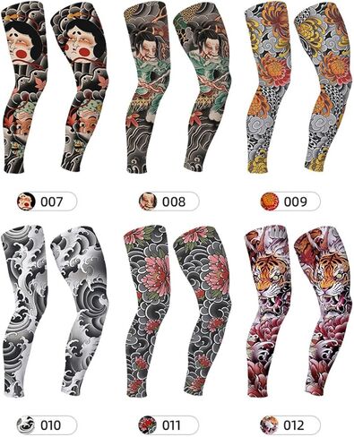 Sun Leg Sleeves for Cycling Ice Silk Tattoo Non Slip Breathable Quick Dry 1 Pair Summer Sports in Kuwait