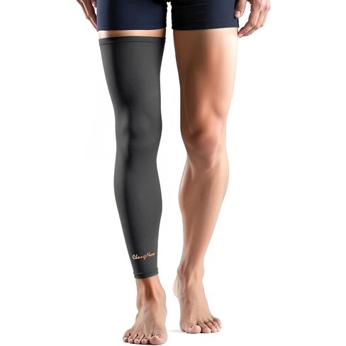 Copper-Infused Leg Compression Sleeve Ultra Breathable Full Leg Compression Sleeve for Pain Relief,Arthritis, Muscle Recovery, Swelling, Inflammation, Leg Sleeve for Thigh, Calf, Knee, Men & Women (Black, Large) in Kuwait