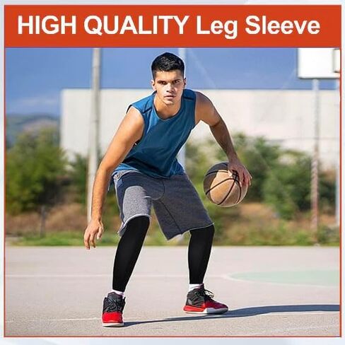 2 Pair Compression Leg Sleeves and Arm Sleeve,UV Protection & Full Leg Coverage,Anti-Slip Silicone Grip,White & Black in Kuwait