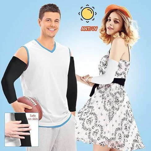 2 Pair Compression Leg Sleeves and Arm Sleeve,UV Protection & Full Leg Coverage,Anti-Slip Silicone Grip,White & Black in Kuwait