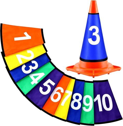 Tegeme Numbered Cone Covers Durable Nylon Numbered Cone Collars 8.38 x 7.5 x 0.5 Inches for Site Sign Layout Numbering Multicolor (Cones Not Included) in Kuwait