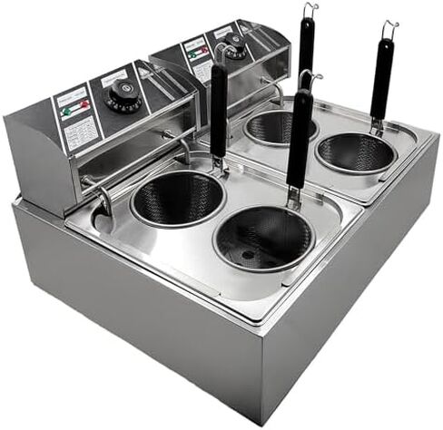 Commercial 1.5KW Noodle Cooking Machine - 2 Hole Electric Pasta Cooker with Removable Basket, Adjustable Temperature for Spaghetti, Dumplings, and Fried Noodles in Kuwait
