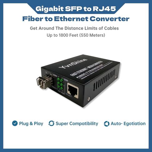 محول إيثرنت الألياف متعددة الأوضاع Gigabit (2 PCS) ، مع وحدتين من SFP LC ثنائية الاتجاه ، 1.25G SFP إلى 10/100/1000BASE RJ45 ، 550M ، التوصيل والتشغيل ، التوحيد التلقائي ، التوافق متعدد الاستخدامات ، حالة معدنية in Kuwait