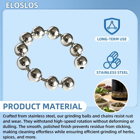 4 Pack Stainless Steel Ball and Chain Replacement Compatible with Wakit & Mini Wakit Grinders – Durable, Rustproof & Easy to Install for Fast Herb Grinding in Kuwait