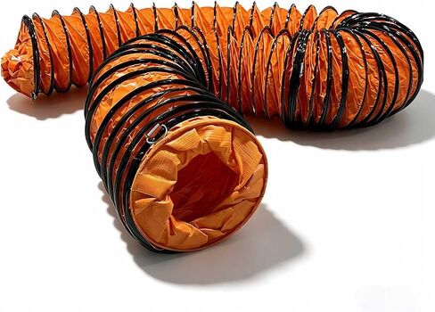 Orange Canvas Flexible Duct Hose, Heavy Duty Fabric Air Duct for HVAC Ventilation, Exhaust Fan, Blower, Workshop, Warehouse, Industrial Air Circulation (8in x 16f) in Kuwait