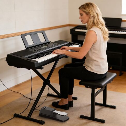 Aijoy 6.35mm Sustain Pedal for Electronic Keyboard, Universal Piano Pedal with Polarity Switch for Digital Piano/MIDI Keyboard/Synthesizer, Anti-Slip Rubber Bottom and 4.9ft Cable in Kuwait