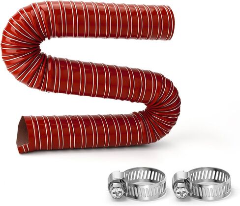 red 2 Inch 13.1FT Flexible Air Duct Hose Universal High Flow Ventilation Tube with 2 Clamps for Multi Purpose Air TransferLC-213 in Kuwait
