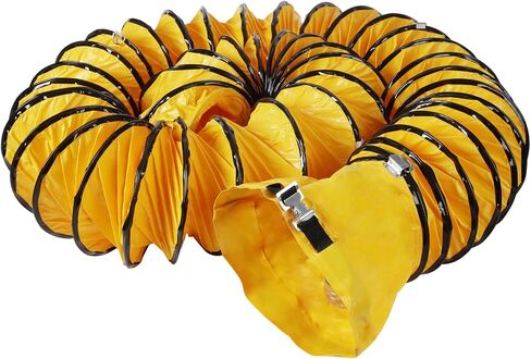 8-Inch Flexible PVC Ducting, 25FT Portable Blower Hose with Adjustable Ropes, Flame Retardant Ventilation Duct Hosing for Utility Blower Exhaust, Confined Space Fan in Kuwait