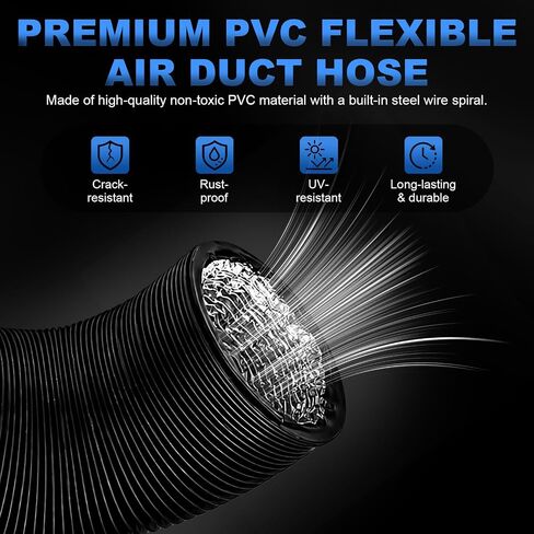 خرطوم أنابيب مرن من رقائق الألومنيوم PVC بطبقة مزدوجة مقاس 10 بوصة × 12 قدم in Kuwait