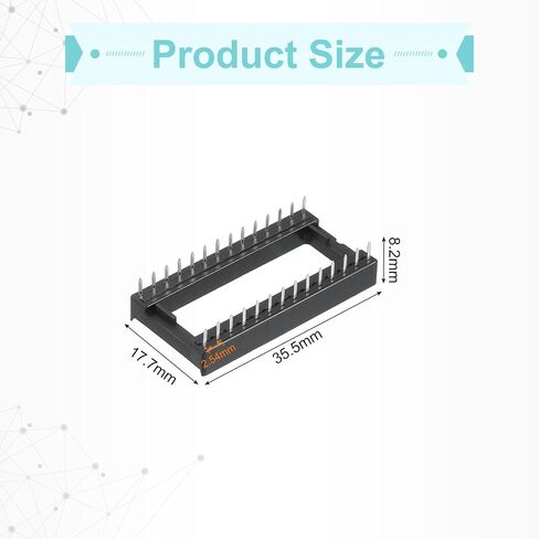 MECCANIXITY 17Pcs DIP IC Chip Socket Adapter 15.24mm Row Pitch 28 Pin IC Assortment Kit 2.54mm/0.1" Pitch for Breadboard Project, PCB Board Design in Kuwait