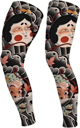 Sun Leg Sleeves for Cycling Ice Silk Tattoo Non Slip Breathable Quick Dry 1 Pair Summer Sports in Kuwait