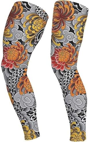 Sun Leg Sleeves for Cycling Ice Silk Tattoo Non Slip Breathable Quick Dry 1 Pair Summer Sports in Kuwait