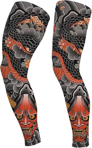 Sun Leg Sleeves for Cycling Ice Silk Tattoo Non Slip Breathable Quick Dry 1 Pair Summer Sports in Kuwait