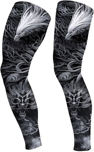 Sun Leg Sleeves for Cycling Ice Silk Tattoo Non Slip Breathable Quick Dry 1 Pair Summer Sports in Kuwait