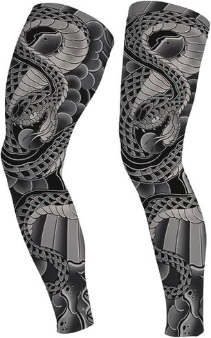 Sun Leg Sleeves for Cycling Ice Silk Tattoo Non Slip Breathable Quick Dry 1 Pair Summer Sports in Kuwait