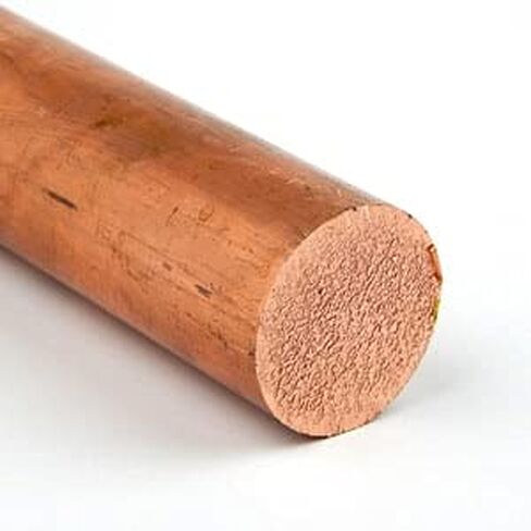 110 Copper Round Bar, Unpolished (Mill) Finish, H04 Temper, ASTM B187, 0.5" Diameter, 36" Length, OnlineMetals in Kuwait