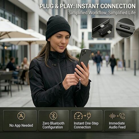 ميكروفون Vislla Mini لأجهزة iPhone وAndroid، وواقي أمامي فروي، وميكروفون لاسلكي بخاصية إلغاء الضوضاء، وميكروفون صغير على طية صدر السترة لمنشئي المحتوى، ومدونات الفيديو/YouTube/Tiktok/البث/المقابلات in Kuwait