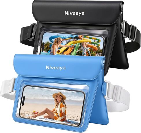 Niveaya 2 حزمة فاني مقاومة للماء للنساء والرجال، IPX8 حقيبة حزام جاف مقاومة للماء للشاطئ، والتجديف، والسباحة، وشاشة لمس مزدوجة المساحة والتصوير الفوتوغرافي، وأساسيات السفر بالقارب in Kuwait