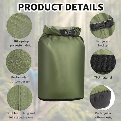 Pimoys Dry Bag Waterproof 3 Pack Lightweight Dry Sack, 6L&10L&20L Outdoor Stuff Sack, Durable Wet Dry Storage Bag for Hiking, Backpacking, Camping, Kayaking, Swimming, Boating(Green, Black, Blue) in Kuwait