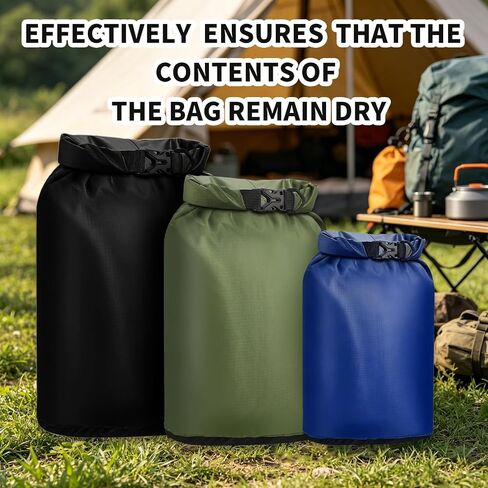 Pimoys Dry Bag Waterproof 3 Pack Lightweight Dry Sack, 6L&10L&20L Outdoor Stuff Sack, Durable Wet Dry Storage Bag for Hiking, Backpacking, Camping, Kayaking, Swimming, Boating(Green, Black, Blue) in Kuwait