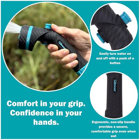 Gilmour Heavy Duty Garden Hose Nozzle, Swivel Connect, 5 Spray Patterns, Ergonomic Grip, Flow Control, Trigger Lock, Button Control in Kuwait